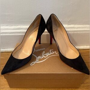 Louboutin Paris Apostrophy Pump Gray Veau Velvet